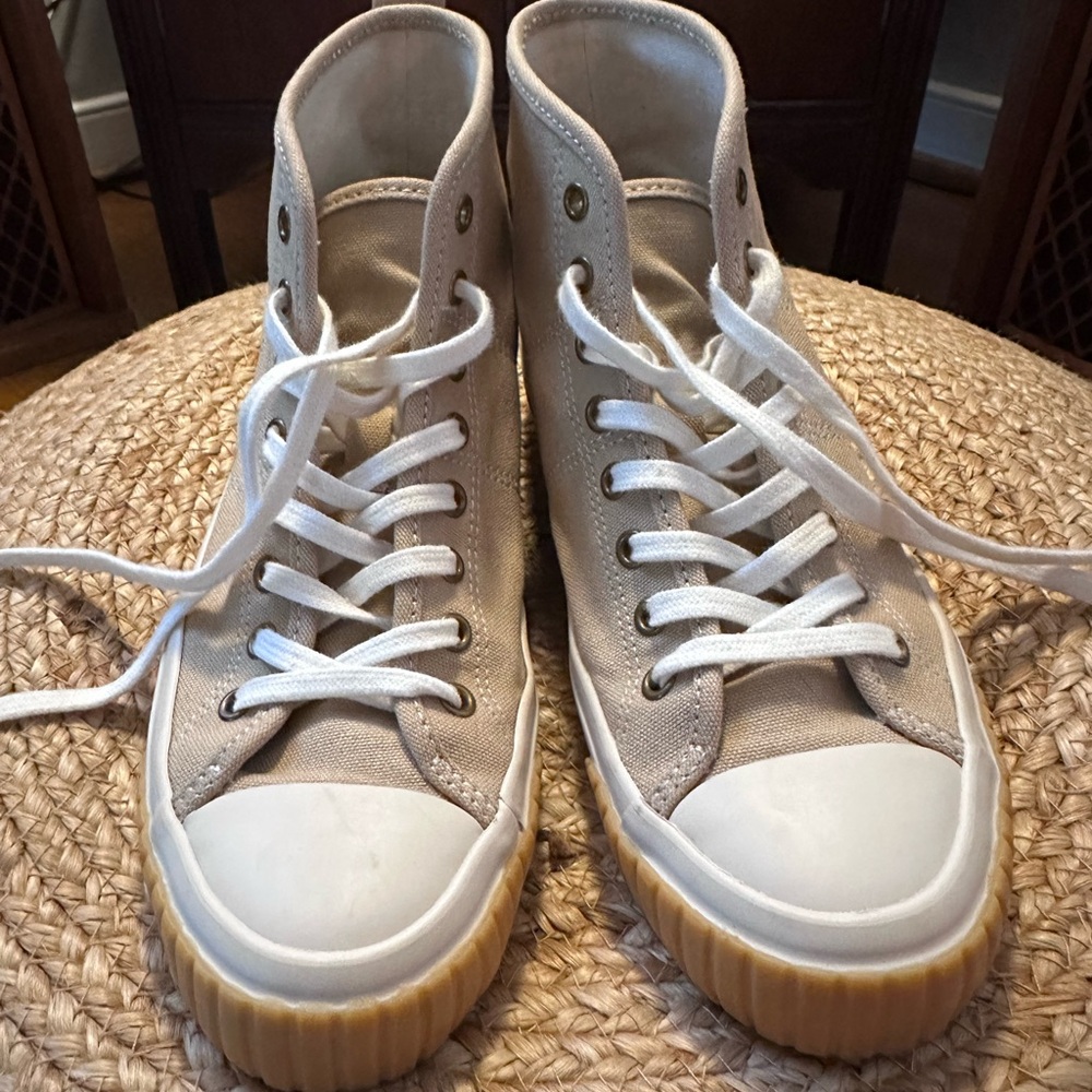 J.Crew Canvas High Top Sneakers | Neutral Tan | Size 6
